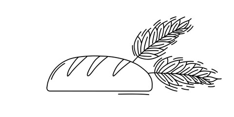 Doodle of Bread and wheat ears Vector illustration