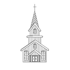 Church Vector Illustration in Doodle style