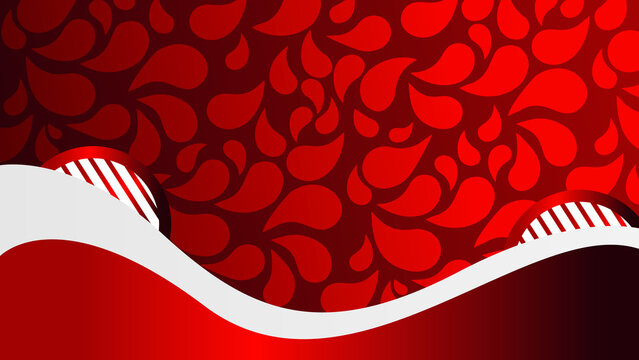 Background red and white with a wave pattern