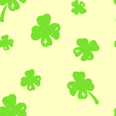 Clover pattern. Vector graphic isolated, doodle, hand draw with texture, fun and colorful 