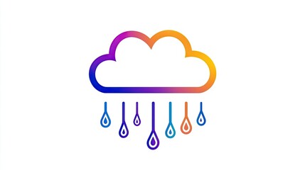 A colorful cloud icon with raindrops, representing weather or precipitation.