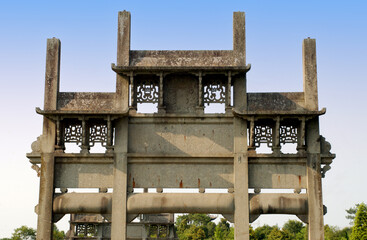 Tangyue Square, Shexian County, Anhui Province, China, is an ancient building in the Ming and Qing...