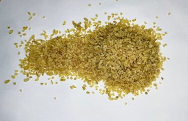 bulgur, product, agriculture, porridge, bulgur on white background,