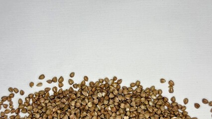 buckwheat, buckwheat groats, buckwheat on a white background, cereal, food, diet, products 