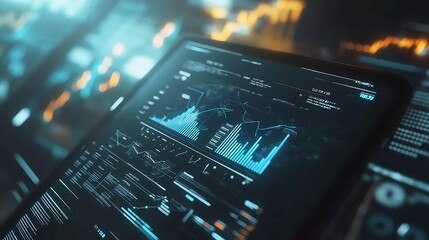 Charts, Tablet, and Financial Documents Isolated