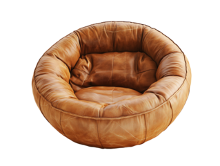 Comfortable round leather chair perfect for relaxation in a cozy living room setting