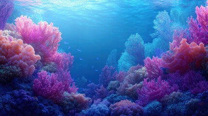 Fototapeta premium A vibrant underwater scene showcasing colorful coral reefs and aquatic life.