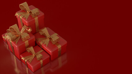 The Red gift box for celebration or holiday concept  3d rendering.