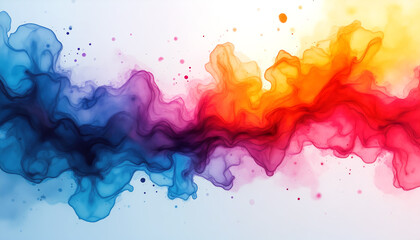 Obraz premium Vibrant swirls of blue, purple, orange, and red ink create a dynamic pattern flowing across a soft background, showcasing artistic fluidity and movement - Generative AI