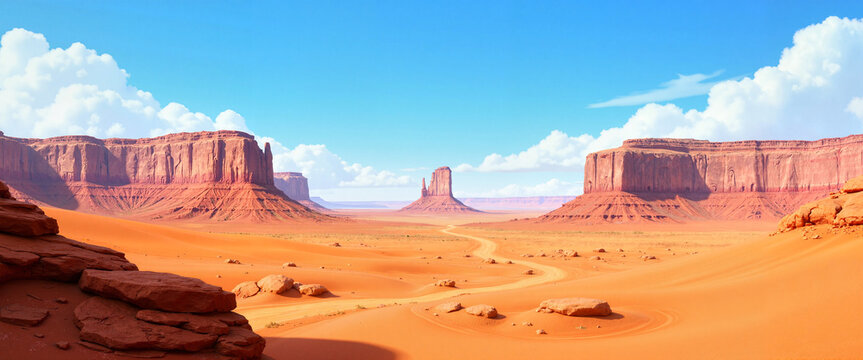 Majestic Monument Valley landscape with red rock formations - Powered by Adobe