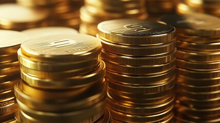 Golden Coin Stacks. It Symbolizes the Growing Profits