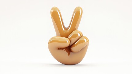 A 3D shiny chubby cartoon hand symbol making a fighting hand gesture with two fingers up, set against a clean white background. The playful design adds a touch of fun and energy to the scene.