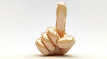 A 3D shiny chubby cartoon hand symbol making a fighting hand gesture with two fingers up, set against a clean white background. The playful design adds a touch of fun and energy to the scene.