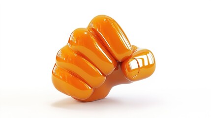 A 3D shiny chubby cartoon hand symbol making a fighting hand gesture with two fingers up, set against a clean white background. The playful design adds a touch of fun and energy to the scene.