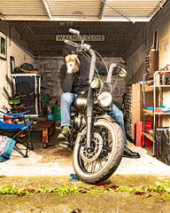 man on motorcycle chopper