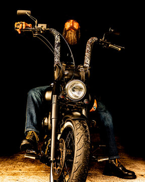 man on motorcycle chopper