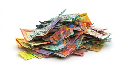Isolated Group of Colorful Australian Money Banknotes
