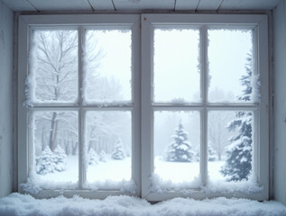 Snowy Window Frame - Christmas Card