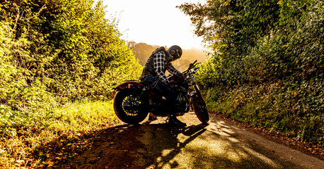 man on motorcycle chopper