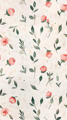 Red roses flower and leaves watercolour seamless pattern on an ecru background. Floral pattern for fabric, wrapping, textile, wallpaper, background.	
