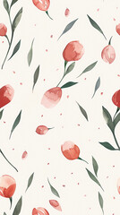 Red roses flower and leaves watercolour seamless pattern on an ecru background. Floral pattern for fabric, wrapping, textile, wallpaper, background.	