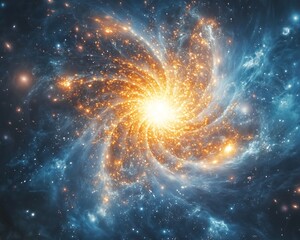 Fototapeta premium A swirling cosmic nebula with bright orange and blue hues
