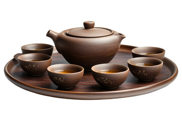 Ceramic tea set offering ritual serene environment close-up