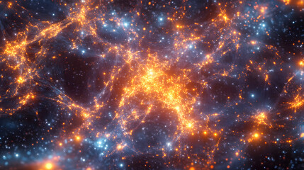Fototapeta premium Colorful threads intertwine into an abstract galaxy.