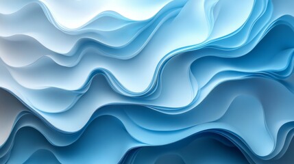 Abstract 3D waves with smooth blue texture