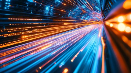 Fototapeta premium Abstract Tunnel Of Light Streaks And Glowing Lines