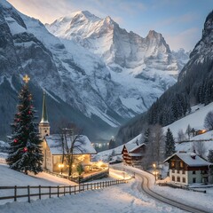 Fototapeta premium Christmas mountain village.