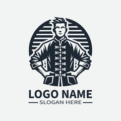 Chinese New Year Man Logo Design, Traditional Chinese Clothing Logo, Chinese Man Logo, Lunar New Year Logo, Asian Fashion Logo