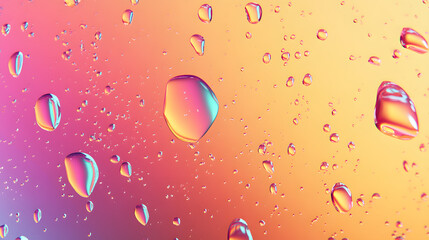 Iridescent oil droplets on a gradient gold background.