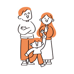三人家族のイラスト