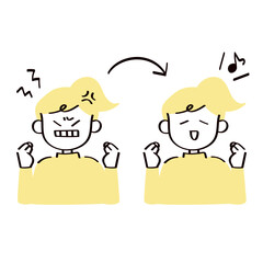 怒る女性とご機嫌な女性