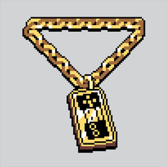 Pixel art illustration Hip hop Necklace. Pixelated Gold Chain. Hip hop Gold Necklace Chain icon pixelated for the pixel art game and icon for website and video game. old school retro.