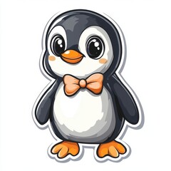Obraz premium Charming Cartoon Penguin with Elegant Bow Tie and Friendly Expression