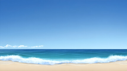 Fototapeta premium A clean silhouette of a beach with gentle waves and a clear sky, symbolizing peaceful moments. Simple beach scene.