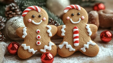 Two Gingerbread Men Cookies Festive Christmas Treats