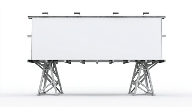 A blank billboard stands on a sturdy metal structure, ready for advertising.