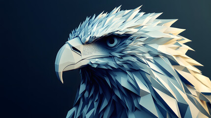 Polygonal shards shape an abstract eagle.