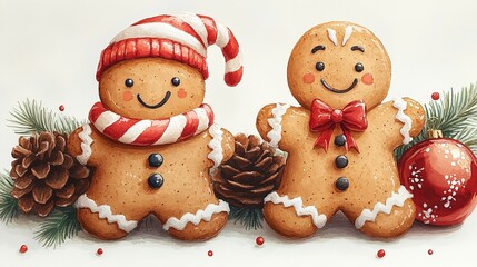 Festive Gingerbread Men With Holiday Decorations