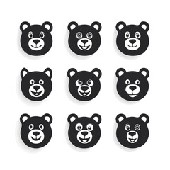 set of animals head vector style