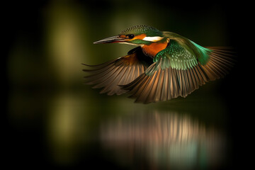 Obraz premium Bird Emerging from Water to Dive for Fish in Stunning Nature Scene