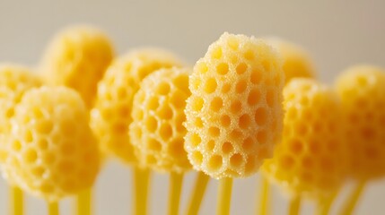 Honeycomb shaped pasta on yellow sticks