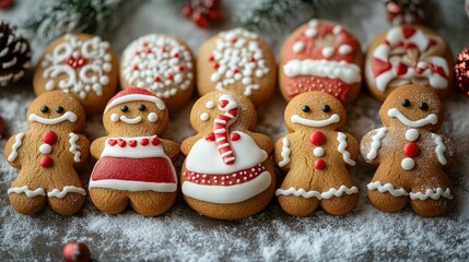 Obraz premium Decorated Gingerbread Cookies Festive Christmas Treats