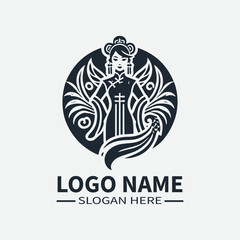 Traditional Chinese Dress Logo, Chinese Woman Logo, Lunar New Year Logo, Asian Fashion Logo