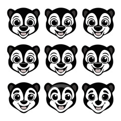 set of animals head vector style