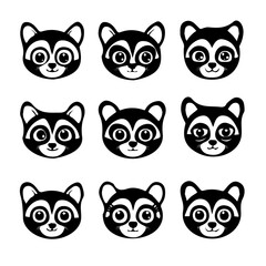 set of animals head vector style