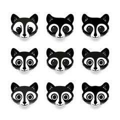 set of animals head vector style